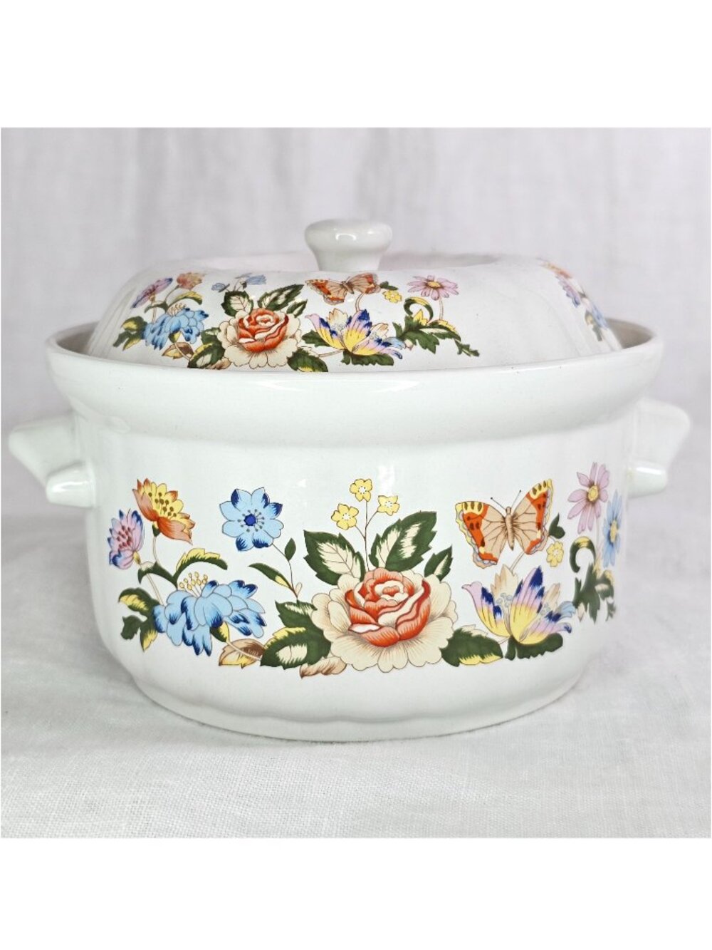 John Aynsley & Sons Individual Oven-To-Table Casserole w Lid, Cottage Garden
